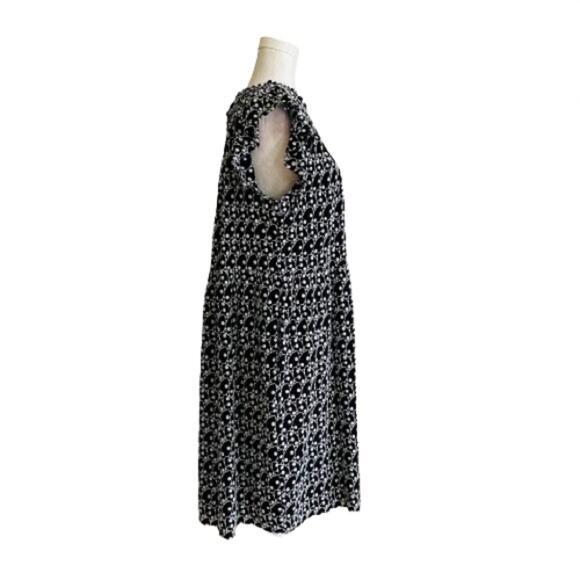 Loft Dress Black White Eyelet Embroidered Smocked Yoke Ruffle Sleeve Size LP NEW - Picture 8 of 14